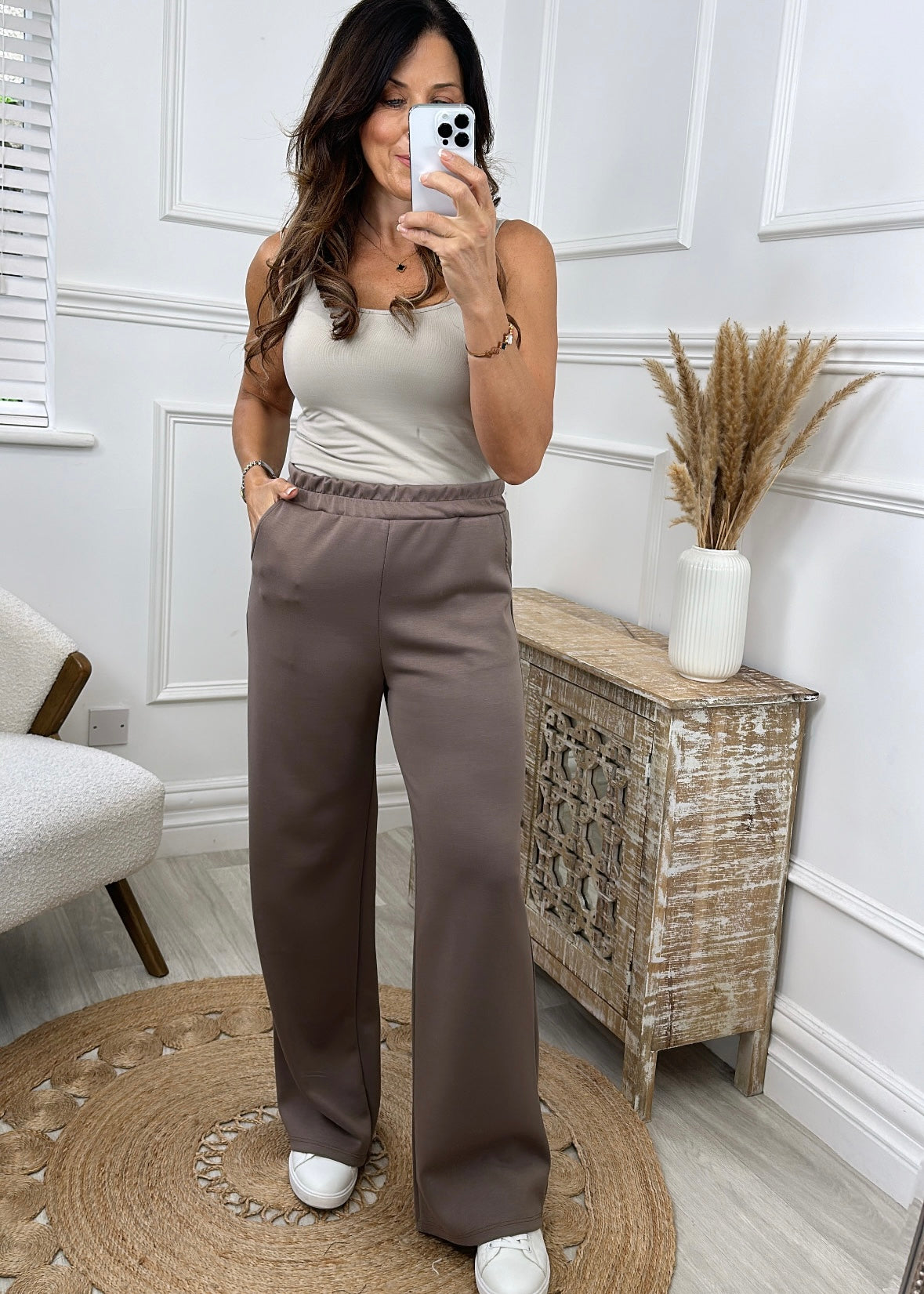 Leanne Light Brown Wide Leg Trousers