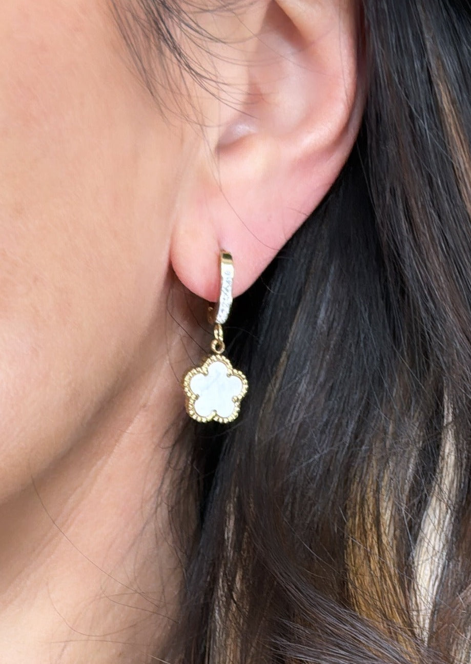 Dyanne Gold White Clover Earrings