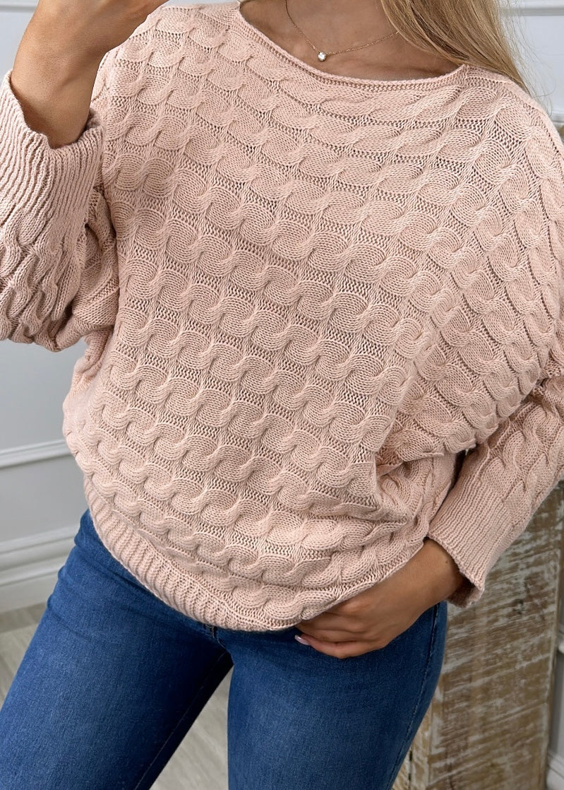 Marissa Dusty Pink Cable Knit Jumper