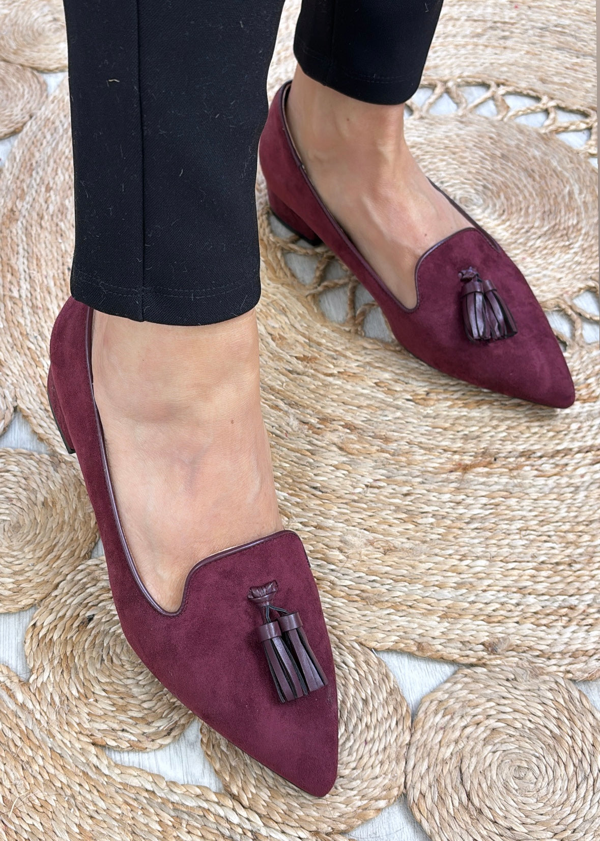 Laura Wine Tassel Loafers