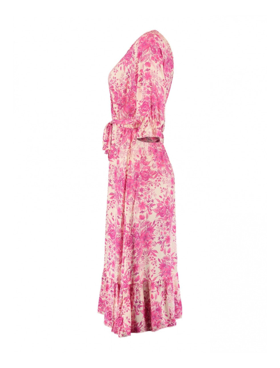 Mira Pink Wrap Midi Dress