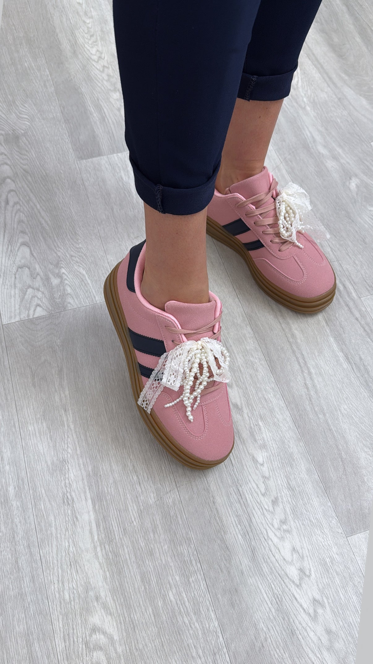 Letisha Pink Pearl Detail Sneakers