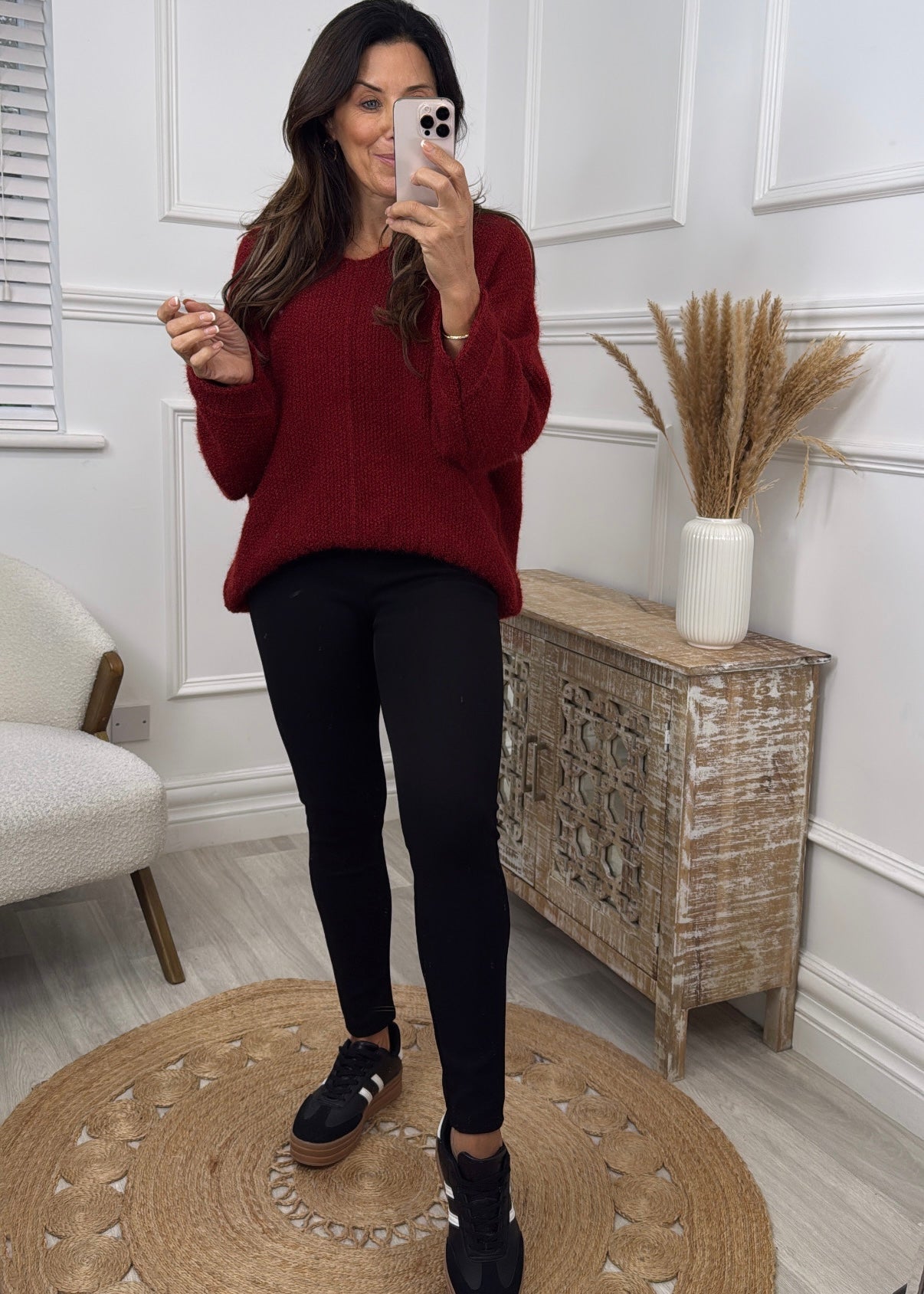 Aurelia Wine Batwing Sleeve Jumper