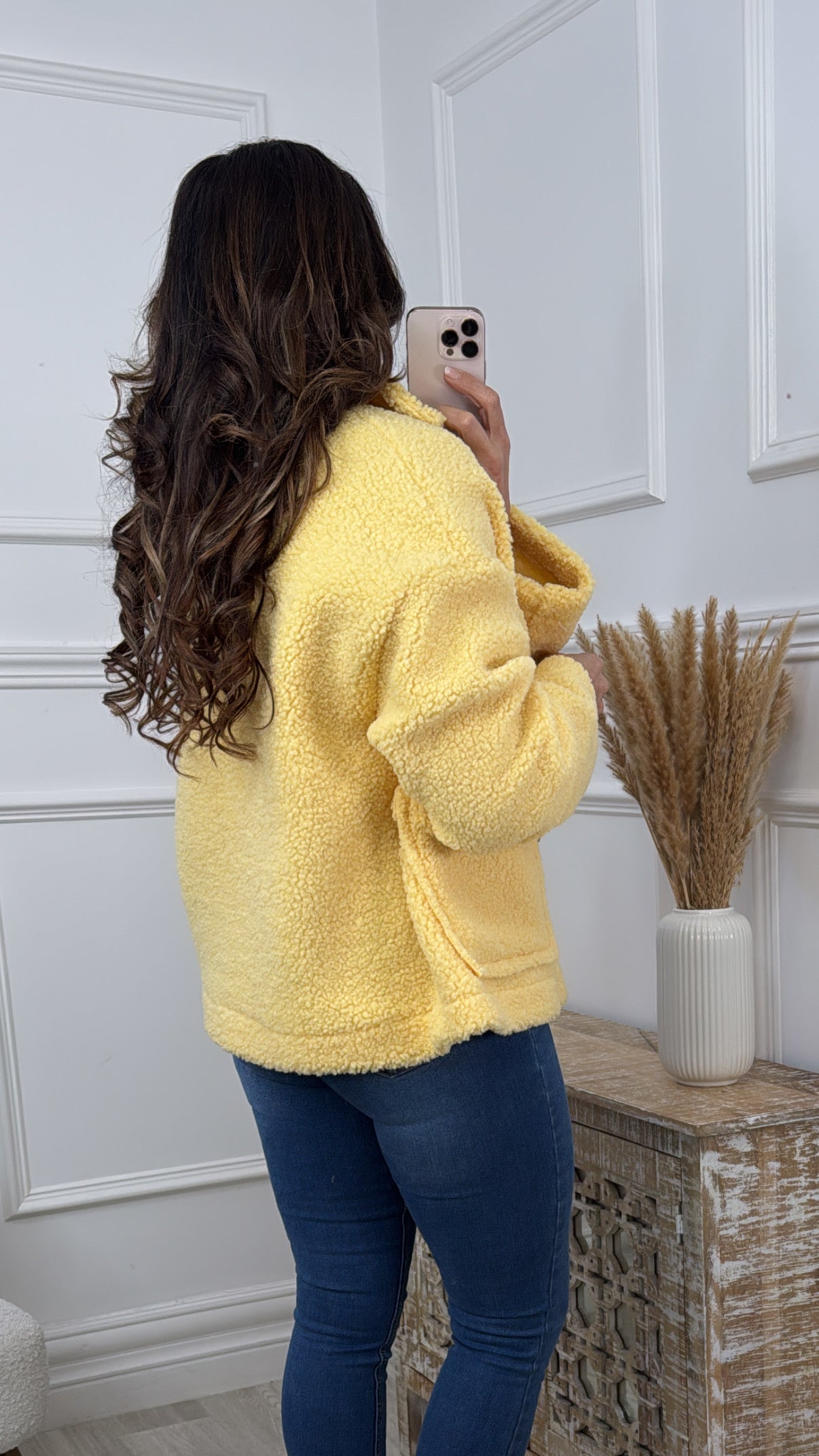 Stasia Yellow Teddy Fleece Jacket