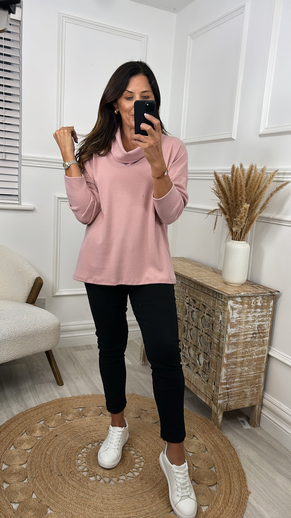 Natasha Pink Cowl Neck Jumper