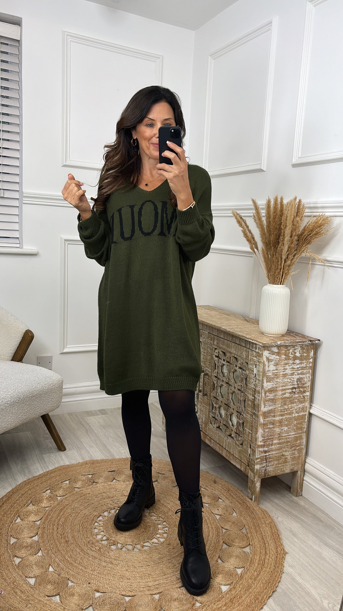 Vernee Khaki AMOUR Longline Jumper