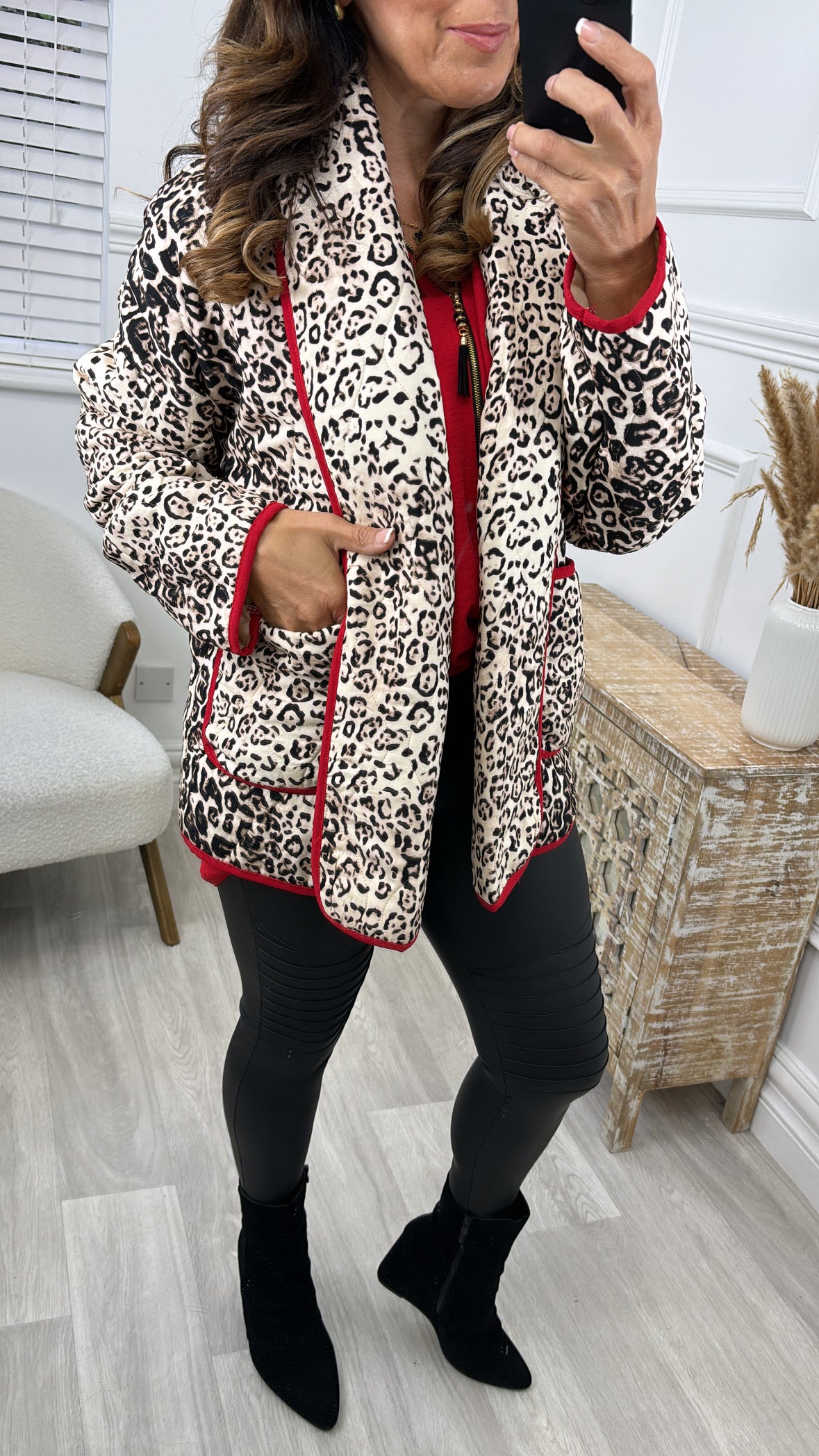 Gwenda Leopard Print Quilted Jacket