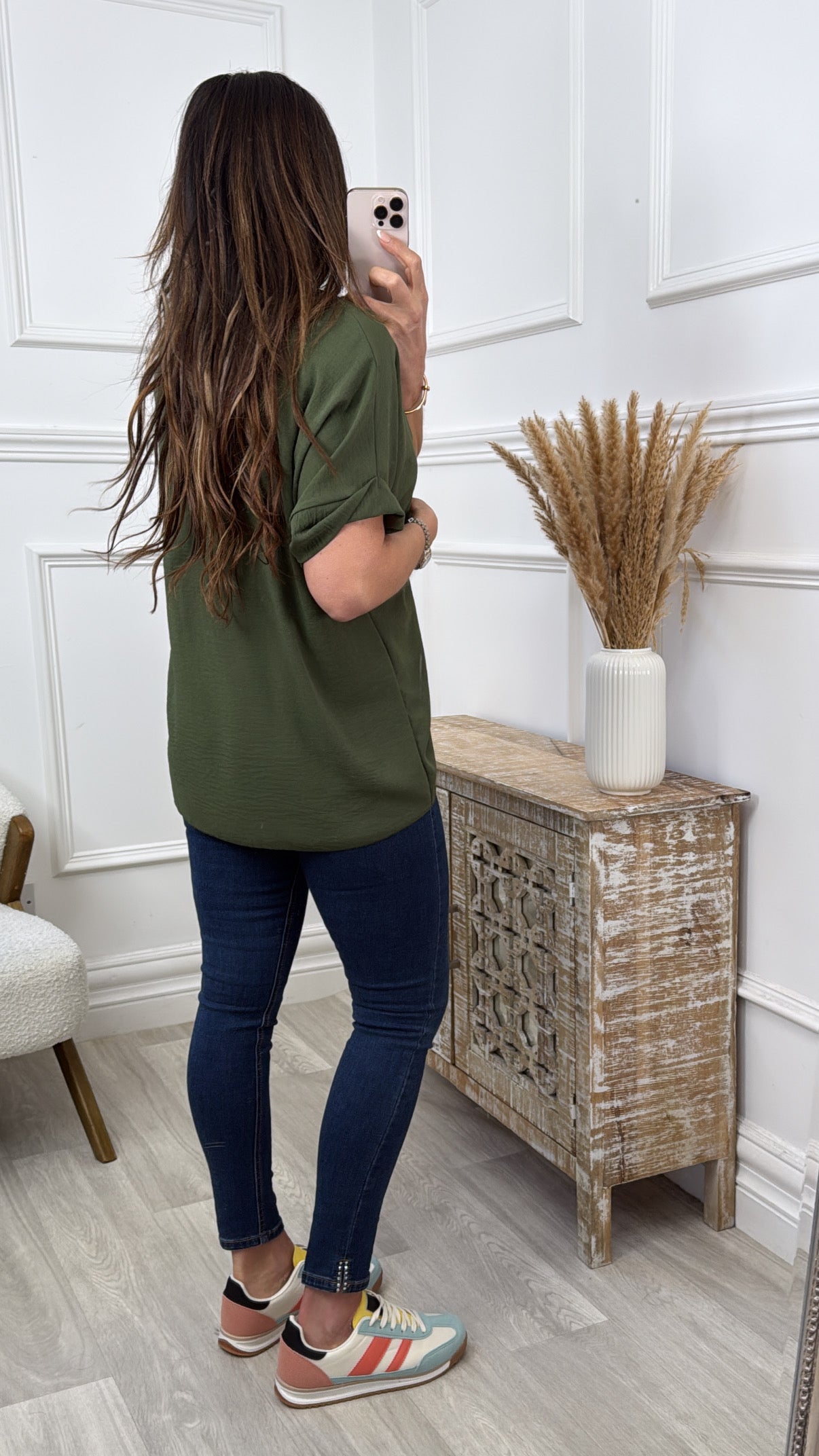 Orianna Khaki Twist Front Blouse