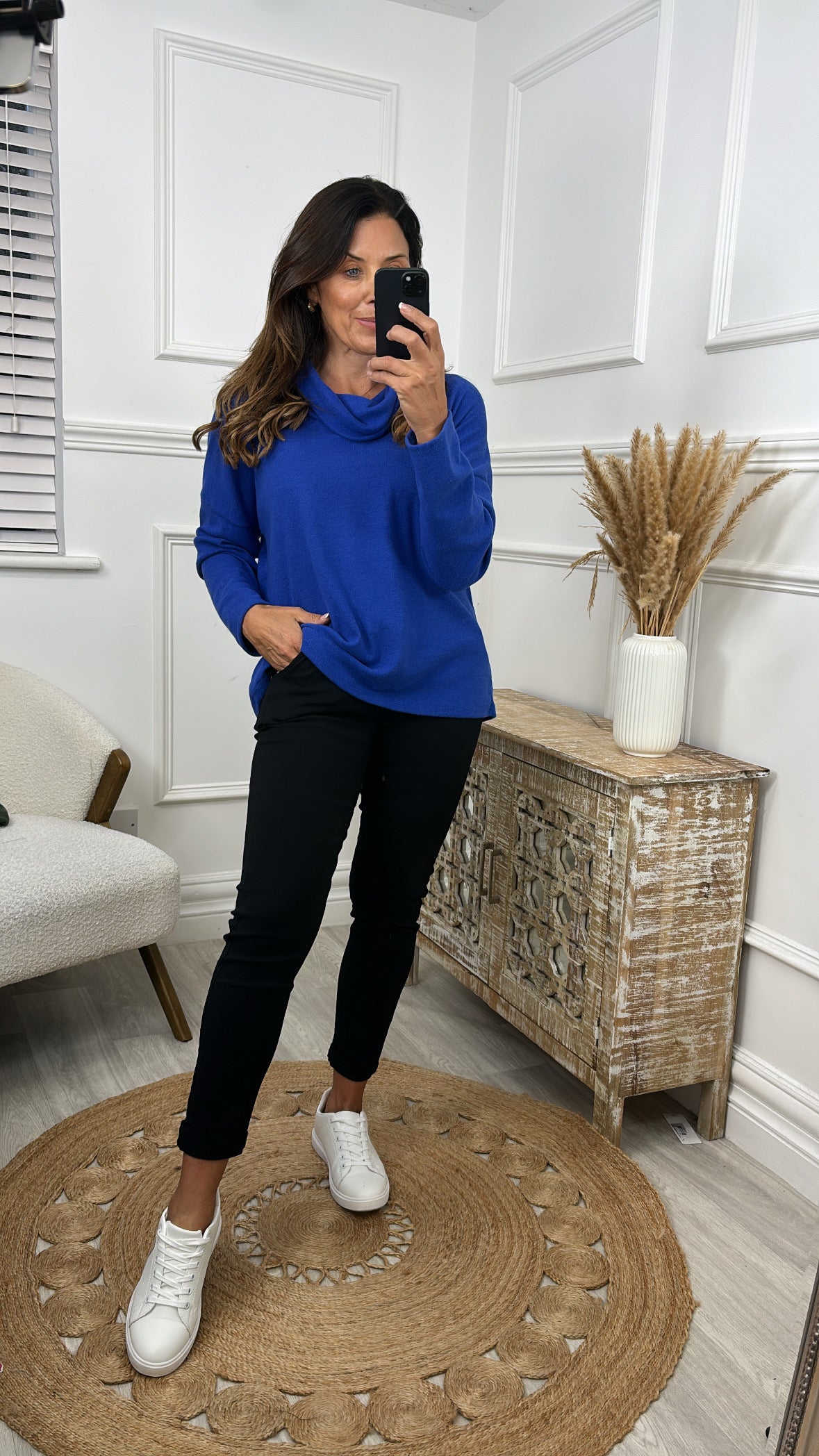 Natasha Royal Blue Cowl Neck Jumper