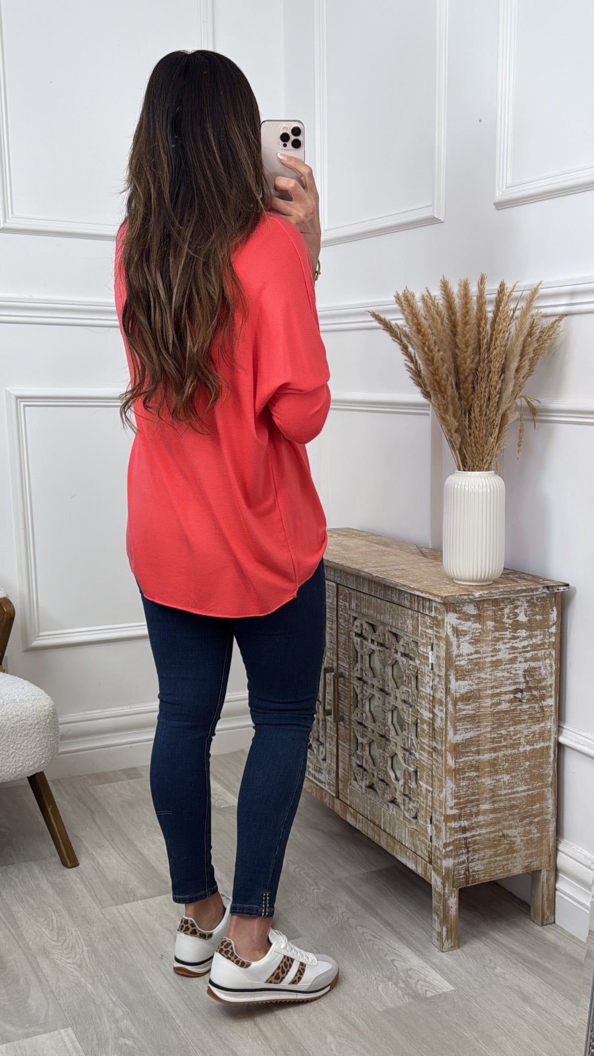 Verity Coral Sequin Heart Top