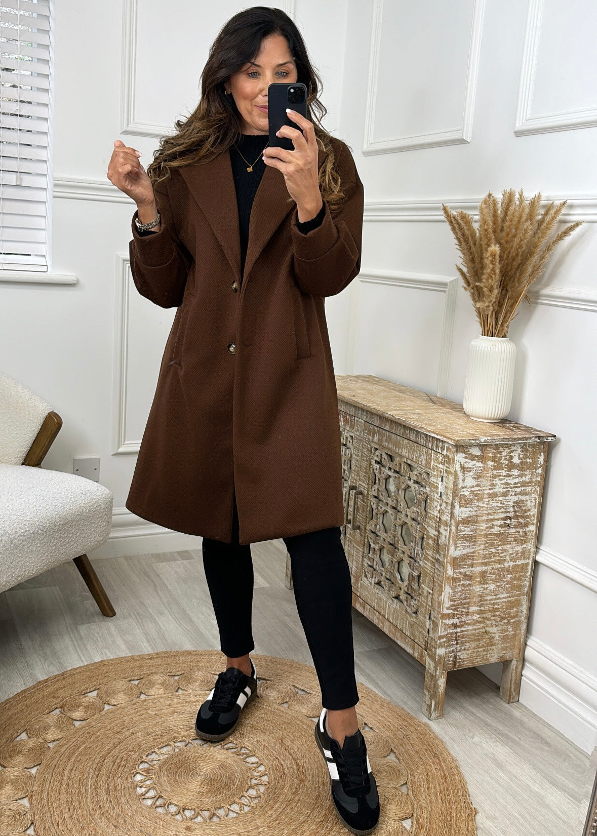 Penelope Brown Dropped Shoulder Coat