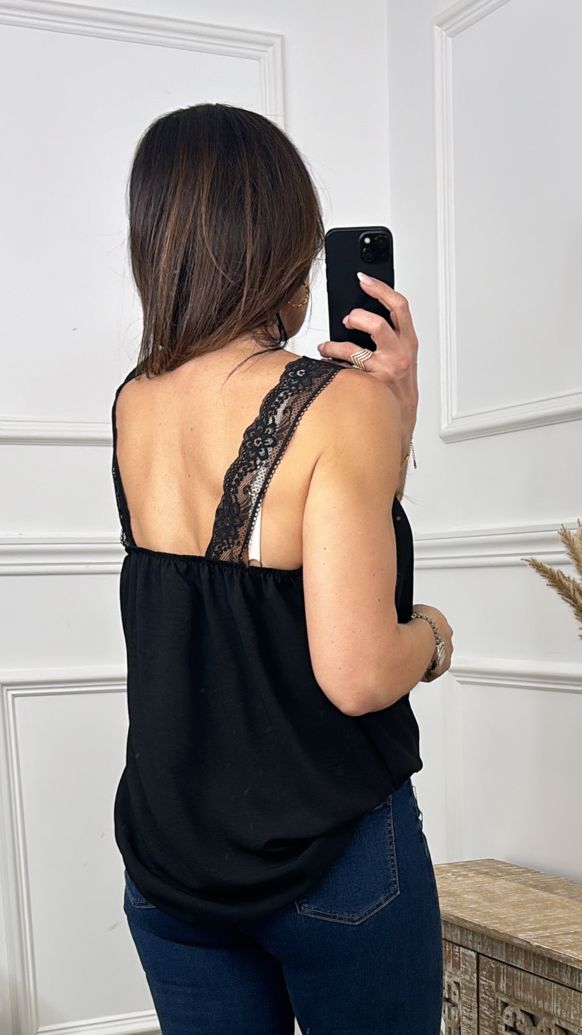 Golda Black Lace Trim Cami