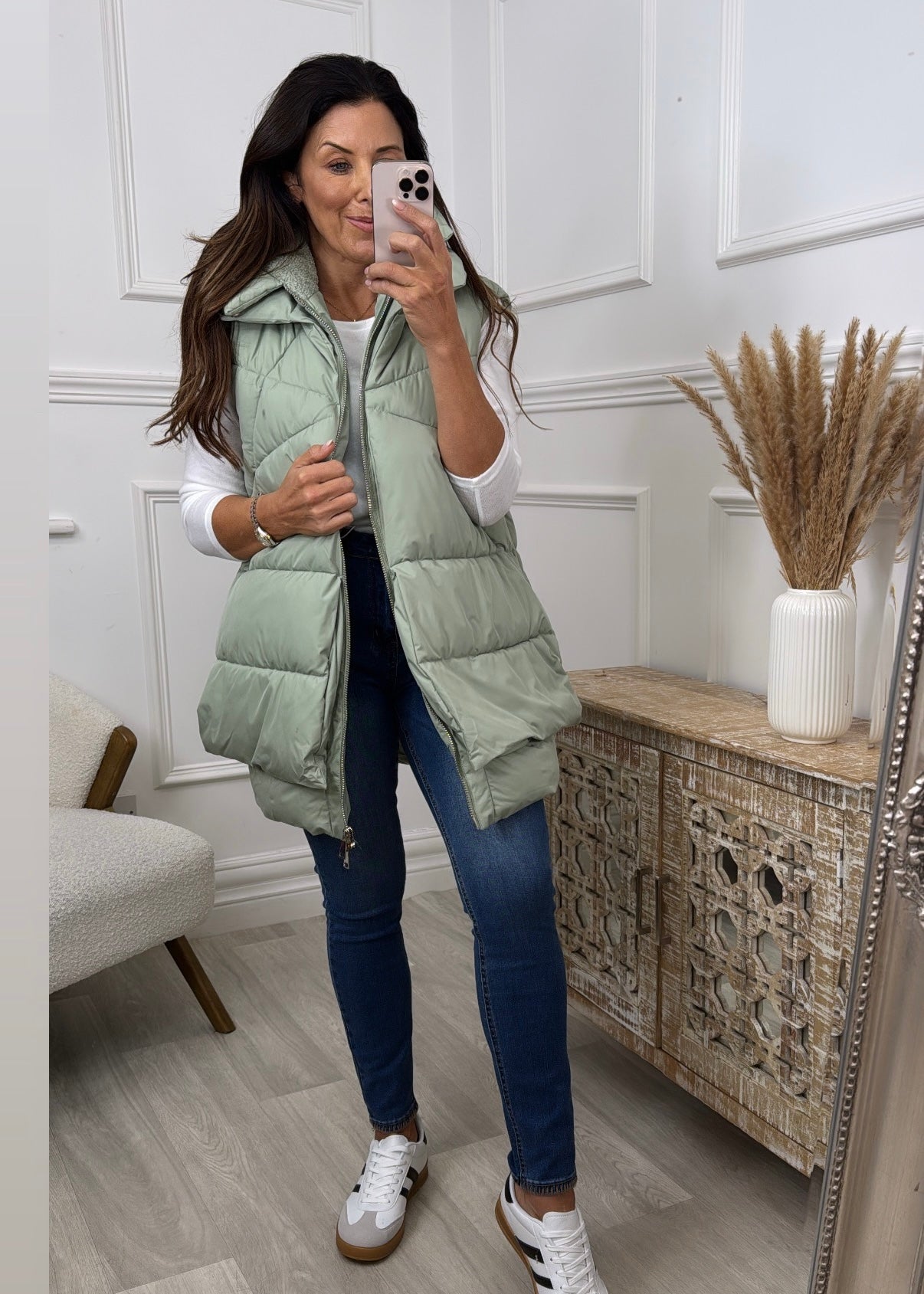 Liva Sage Layered Puffer Gilet