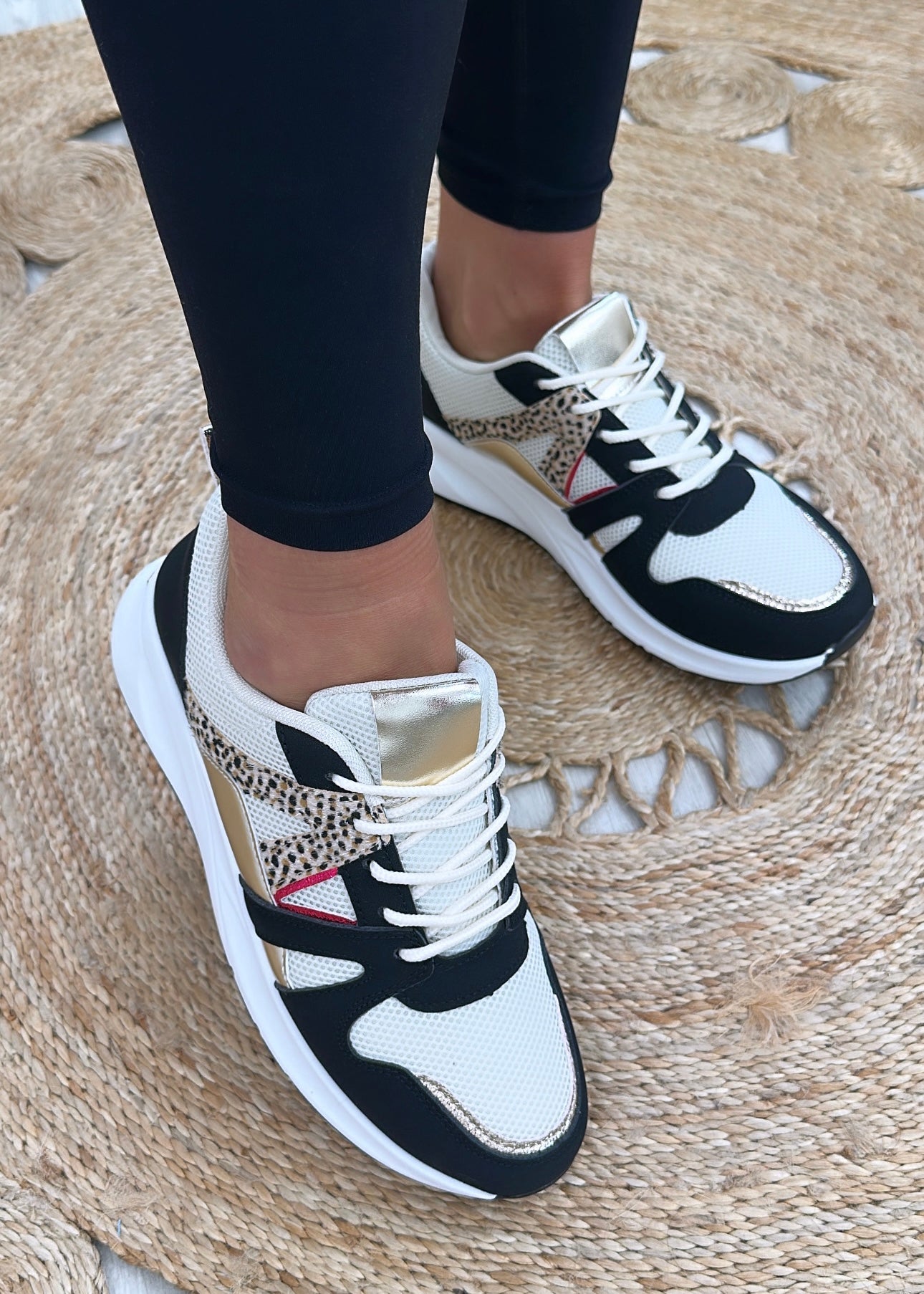 Gracie Black Lace Up Trainers