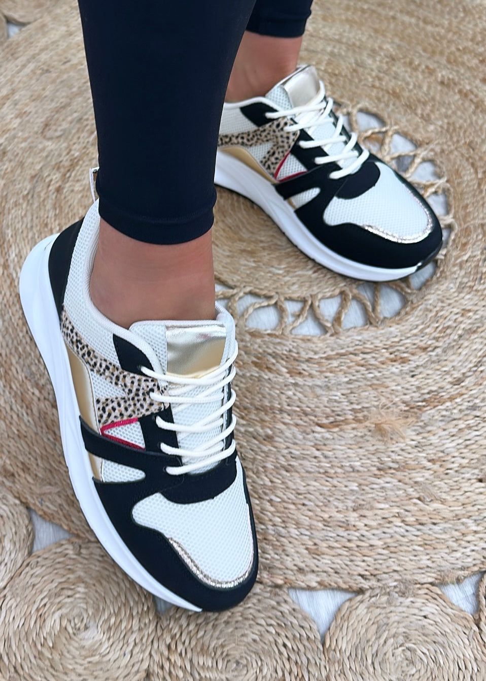 Gracie Black Lace Up Trainers