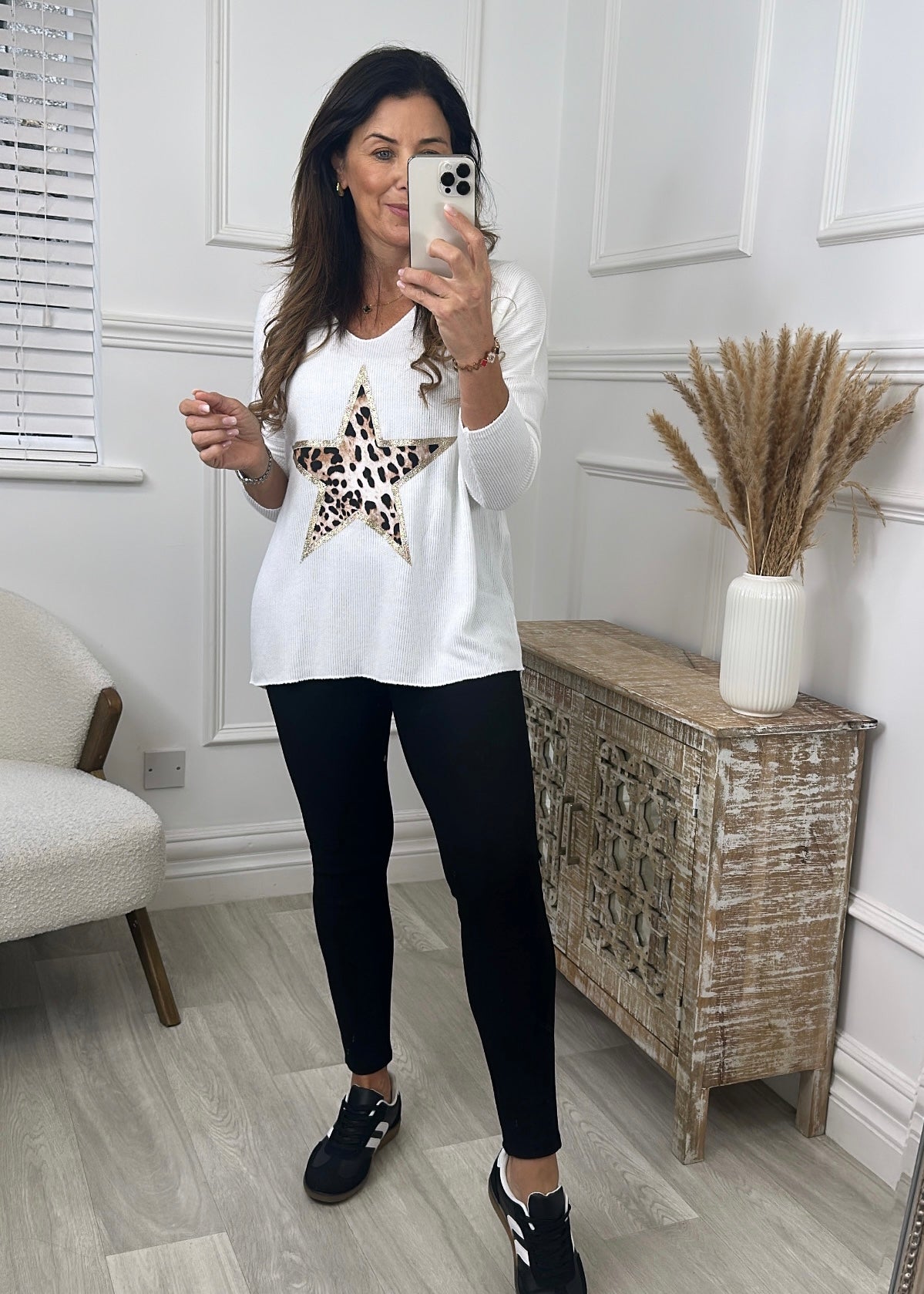 Niamh Cream Leopard Star Top