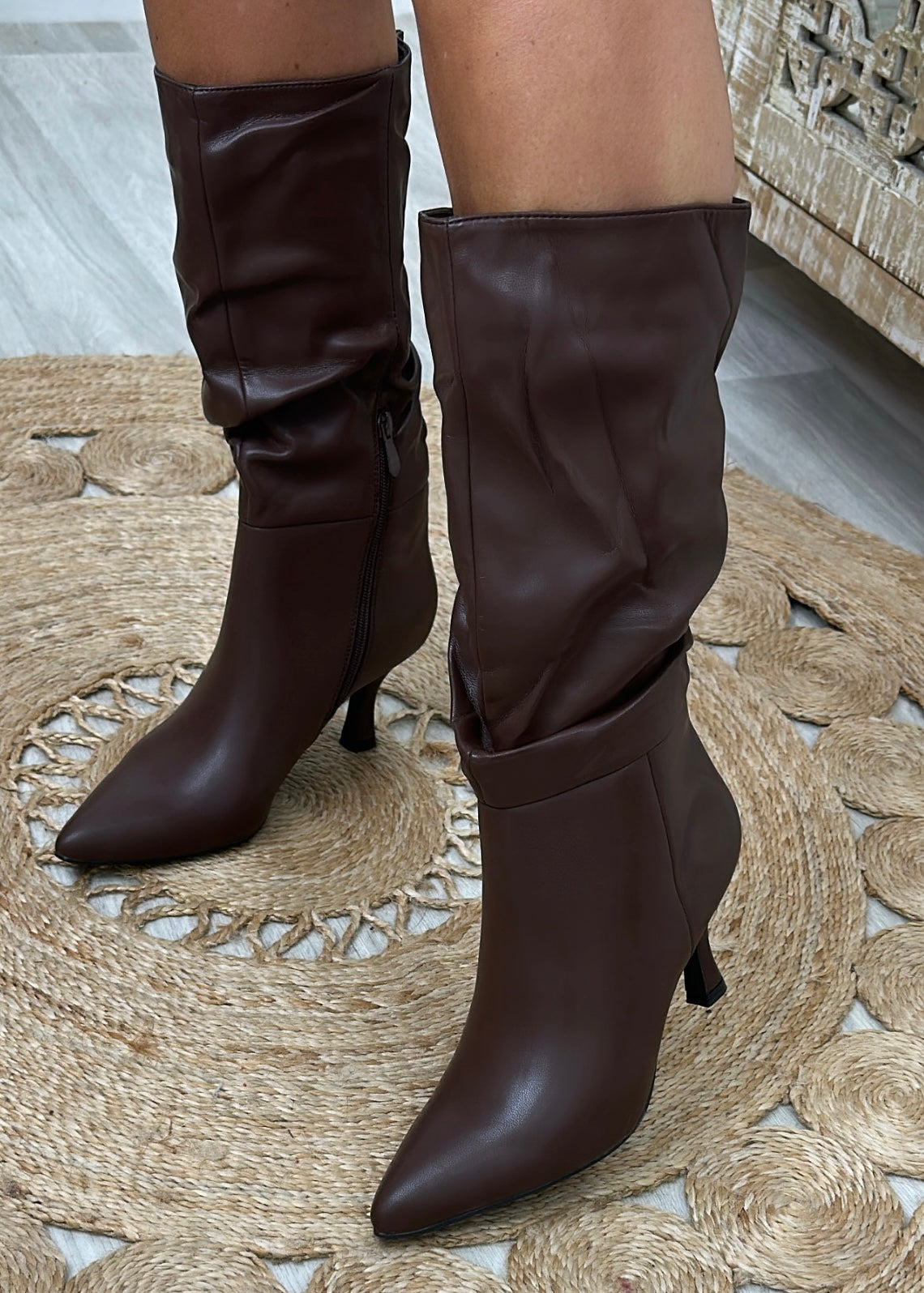 Gillian Brown Slouchy Calf-High Boots