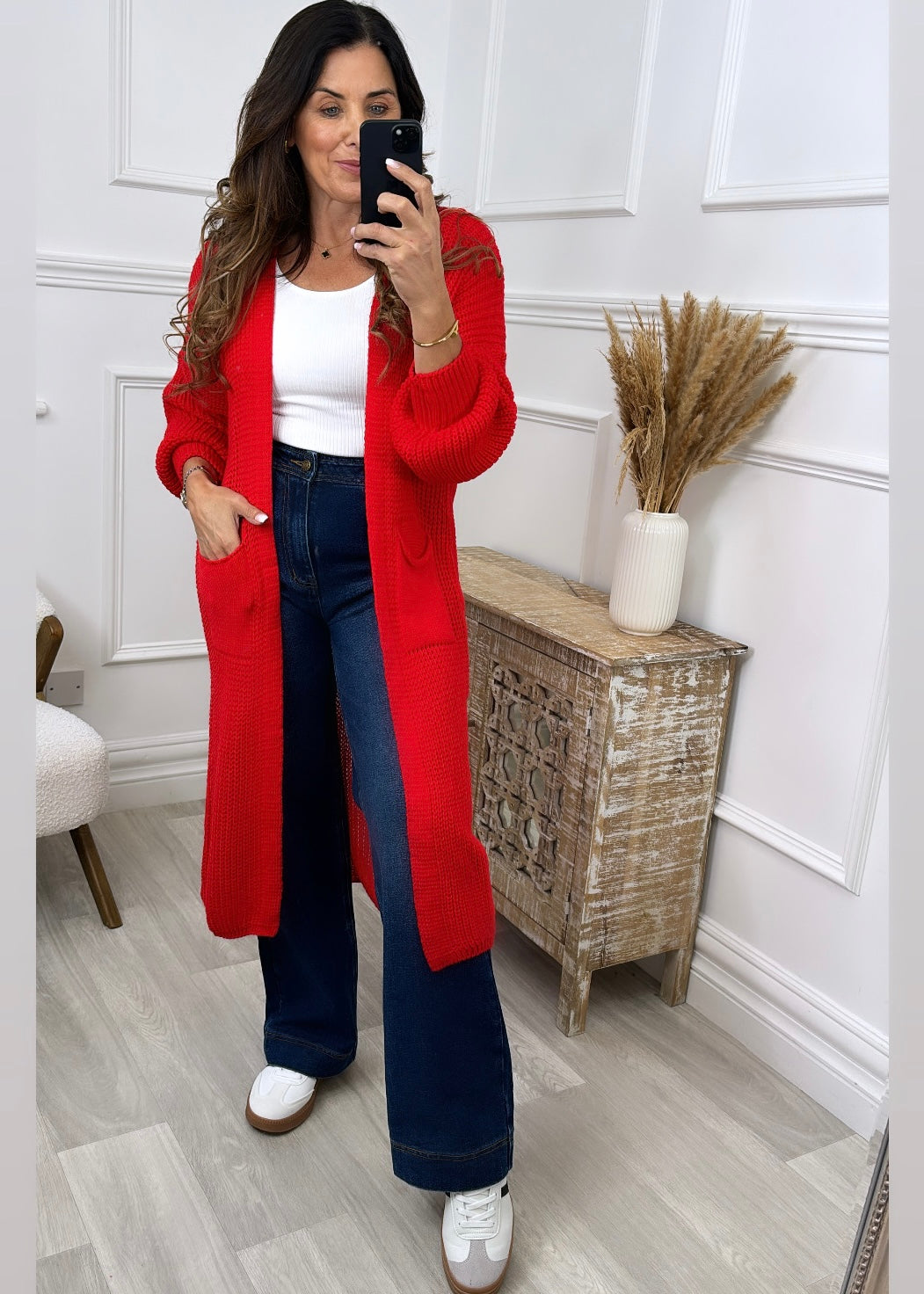 Margaret Red Longline Cardigan