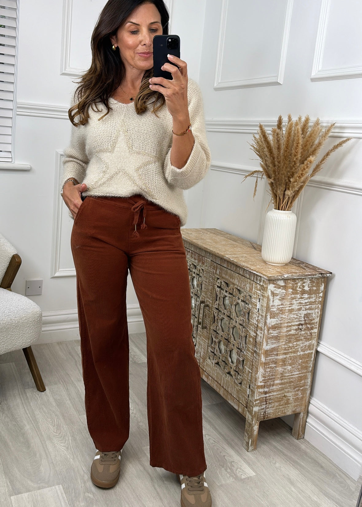 Latoya Rust Corduroy Wide Leg Trousers