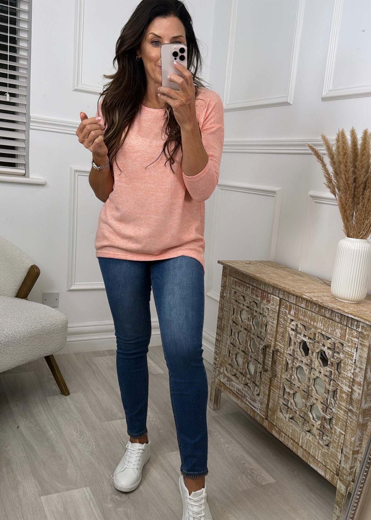 Mia Apricot Marl Knit Top