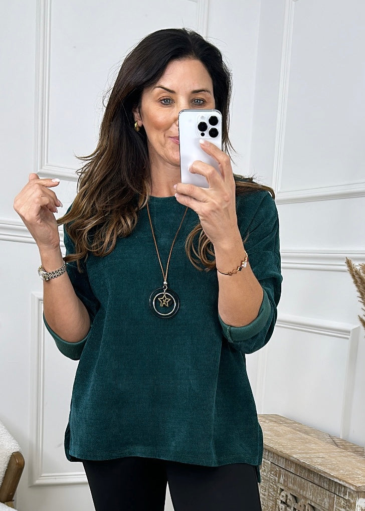 Madlena Teal Velour Necklace Tunic