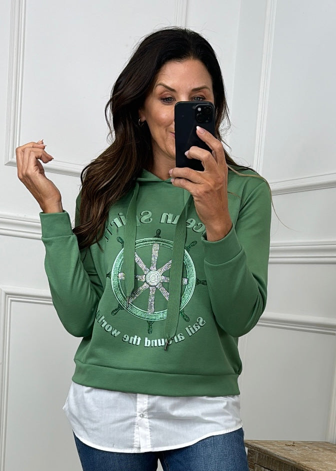 Elianne Green Layered Sweatshirt