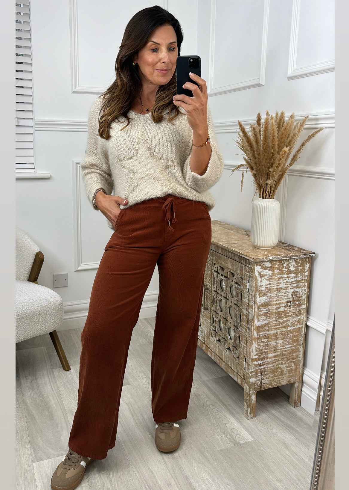 Latoya Rust Corduroy Wide Leg Trousers