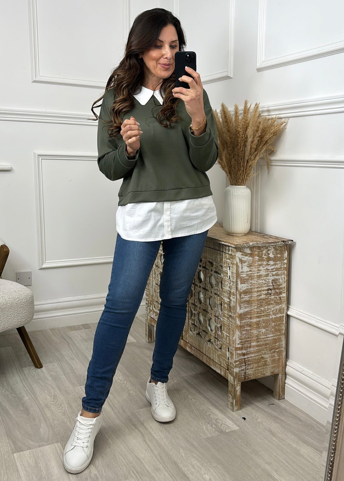 Tulsi Khaki Layered Sweatshirt