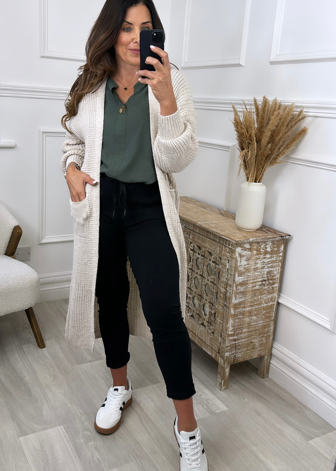 Margaret Beige Longline Cardigan