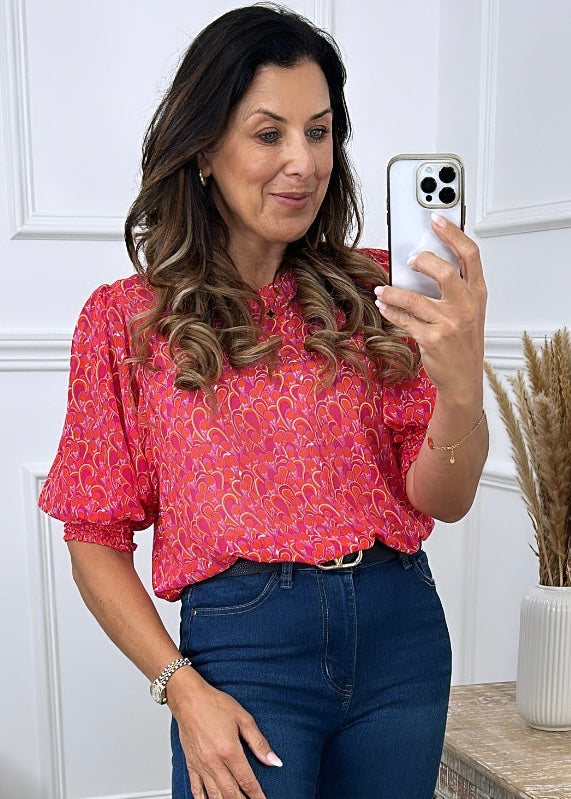 Macey Red Puff Sleeve Top