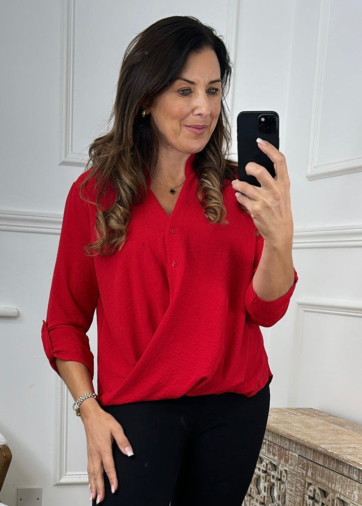 Darcy Red Wrap Blouse