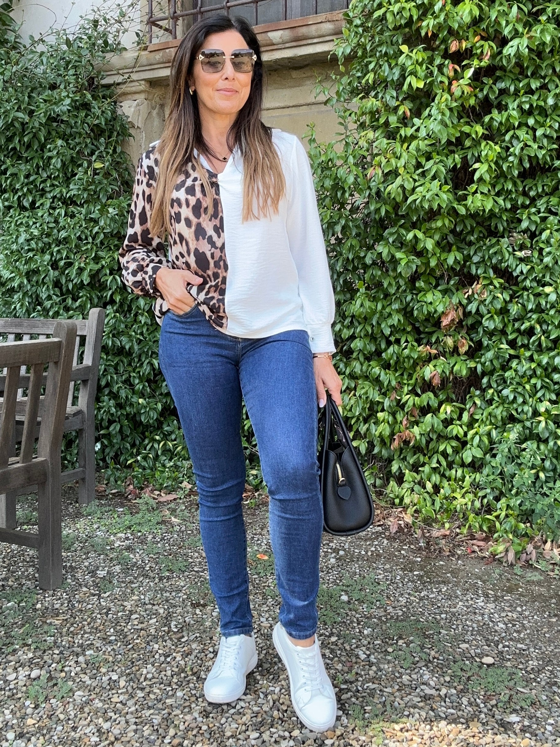 Mary-Claire White And Leopard Blouse