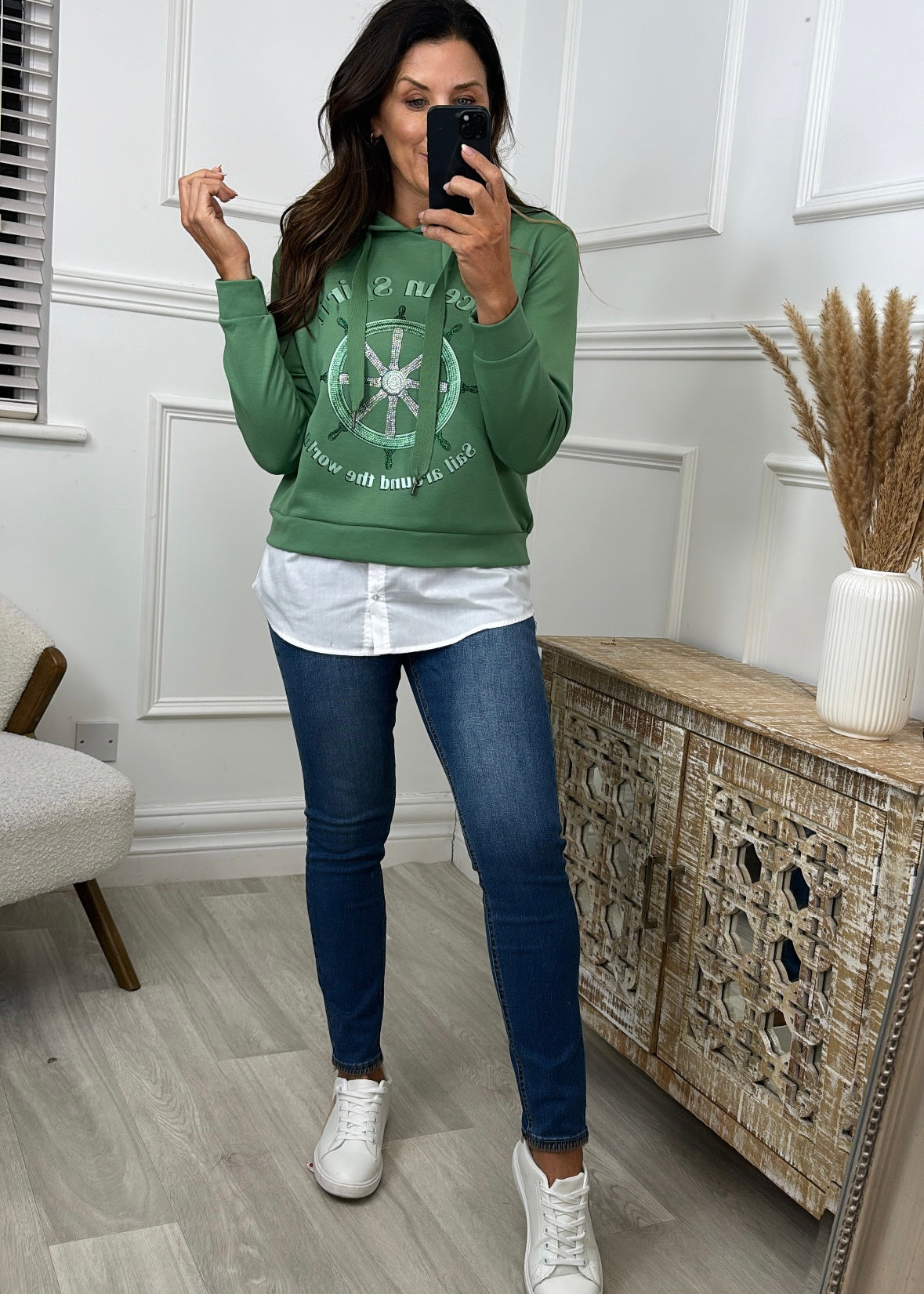 Elianne Green Layered Sweatshirt