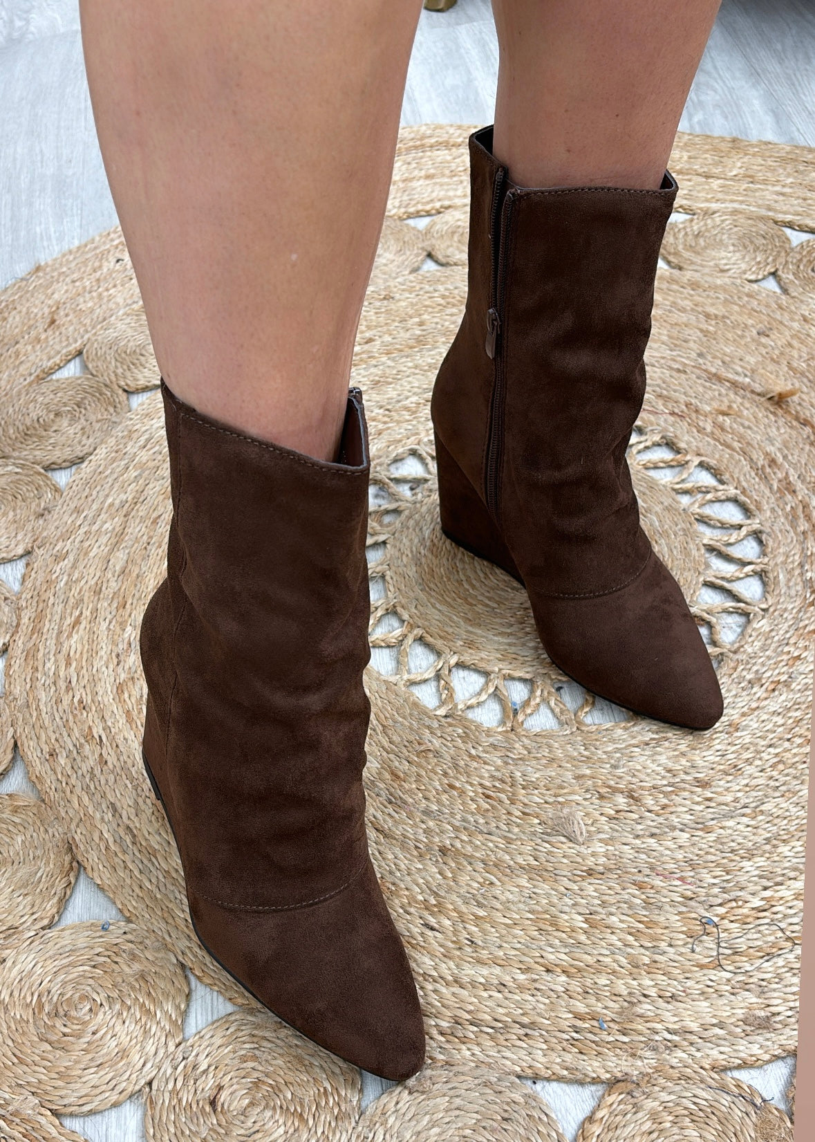 Nikki Brown Slouchy Wedge Boots