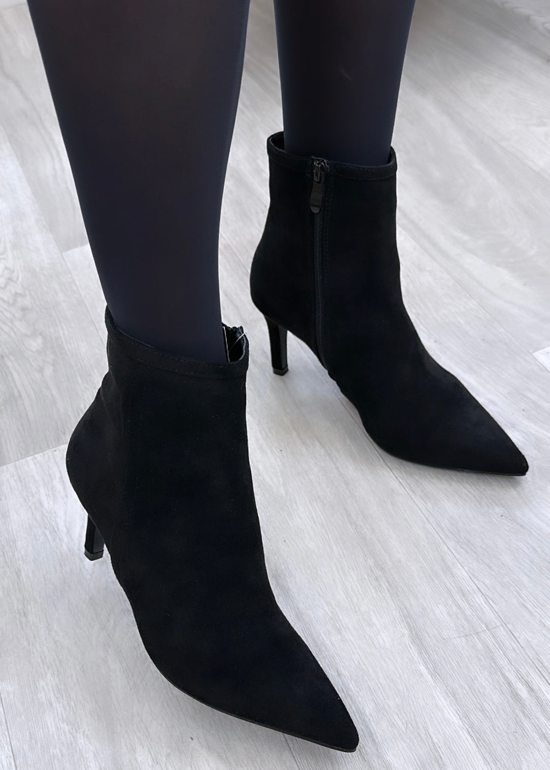 Liv Black Kitten Heel Ankle Boots