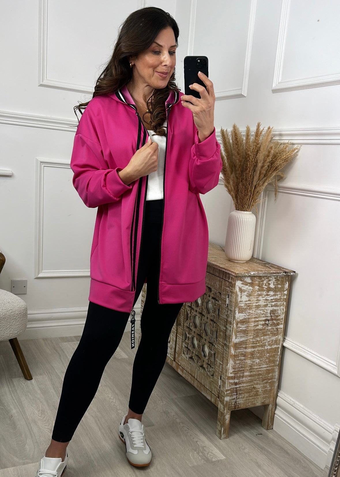 Ariela Fuchsia Hooded Zipper