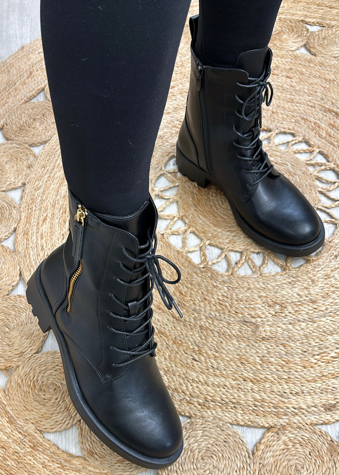 Letisha Black Size Zip Biker Boots