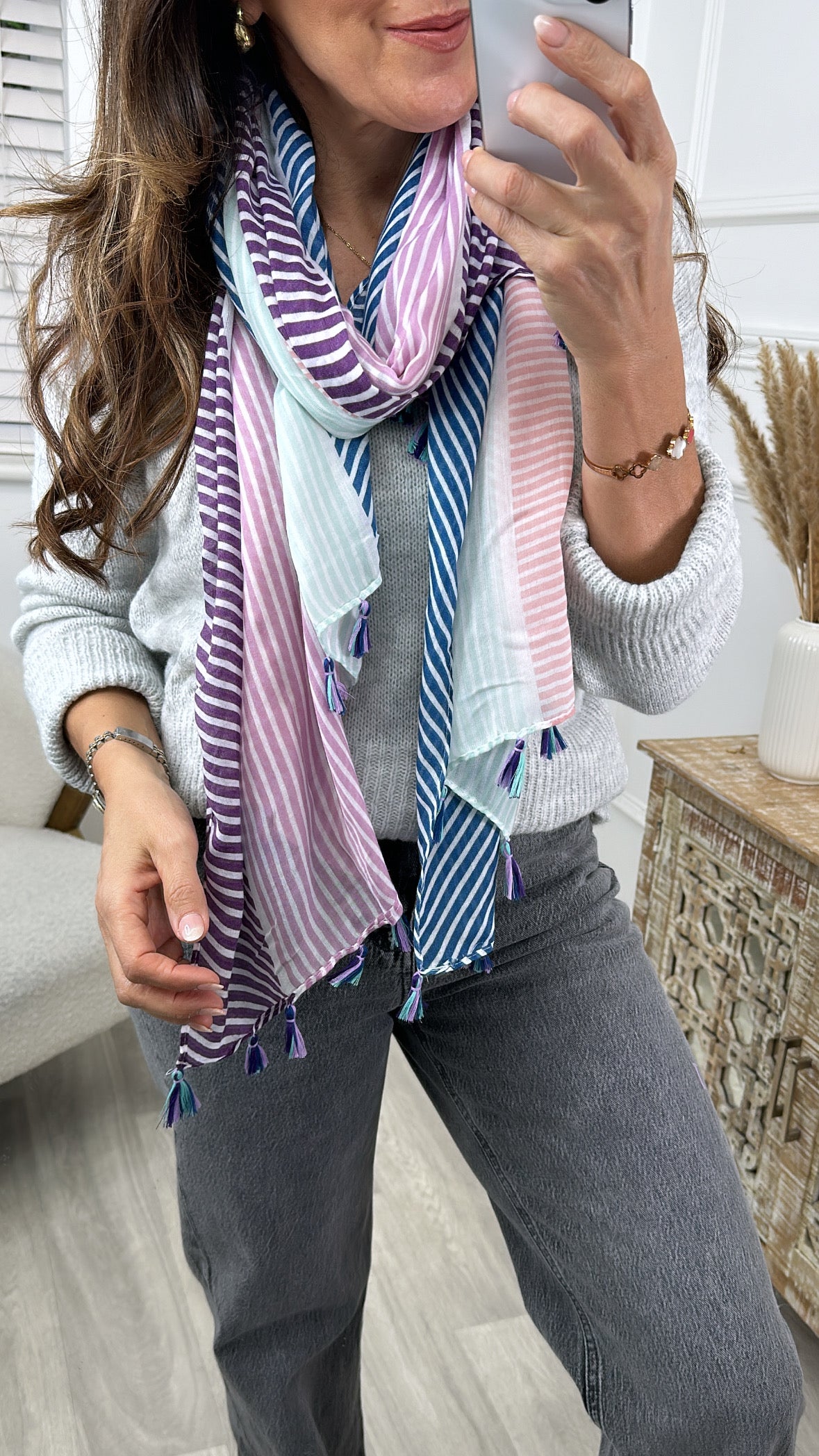 Marie Rose Stripe Scarf