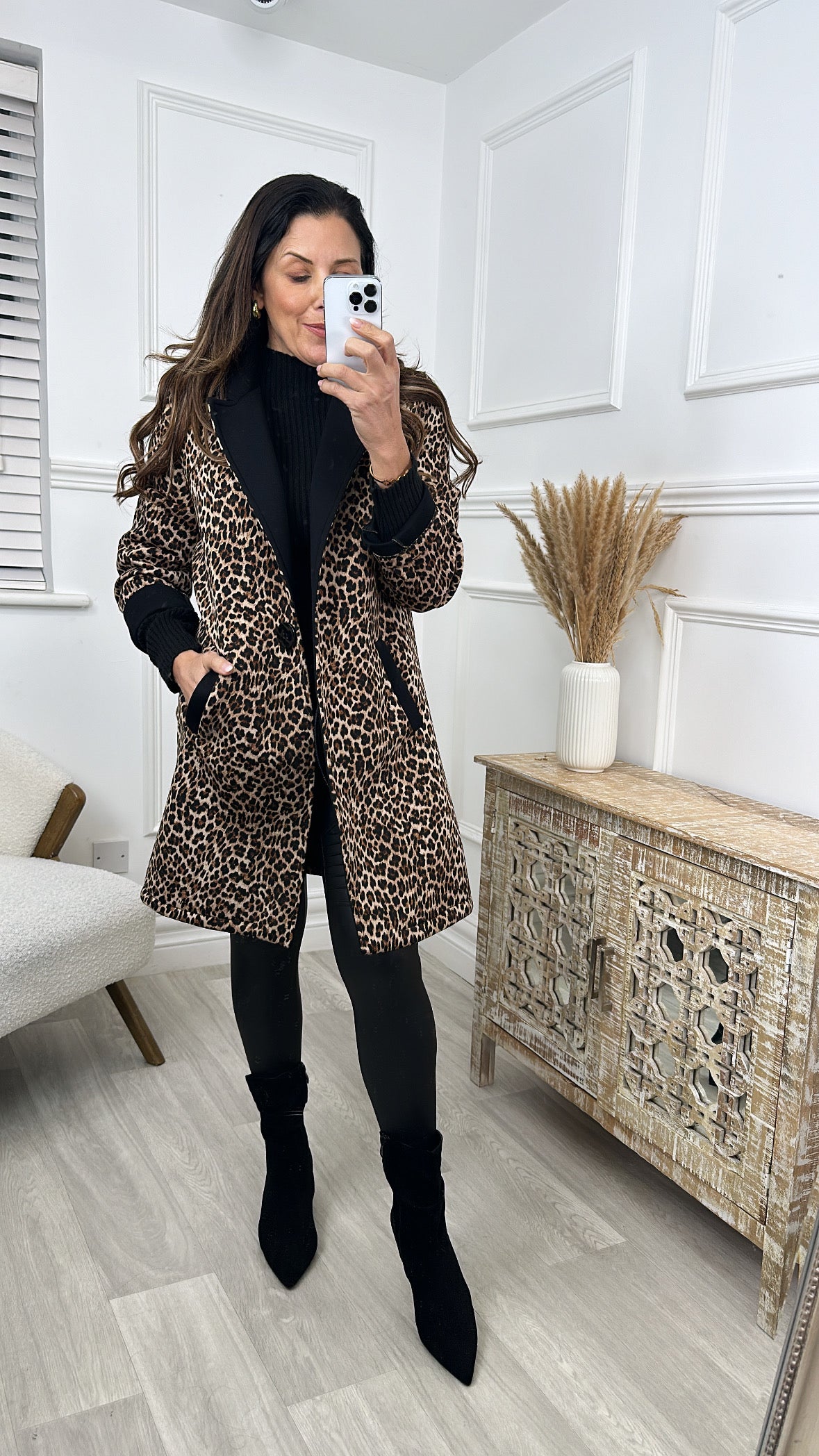 Veronica Leopard Print Scuba Coat