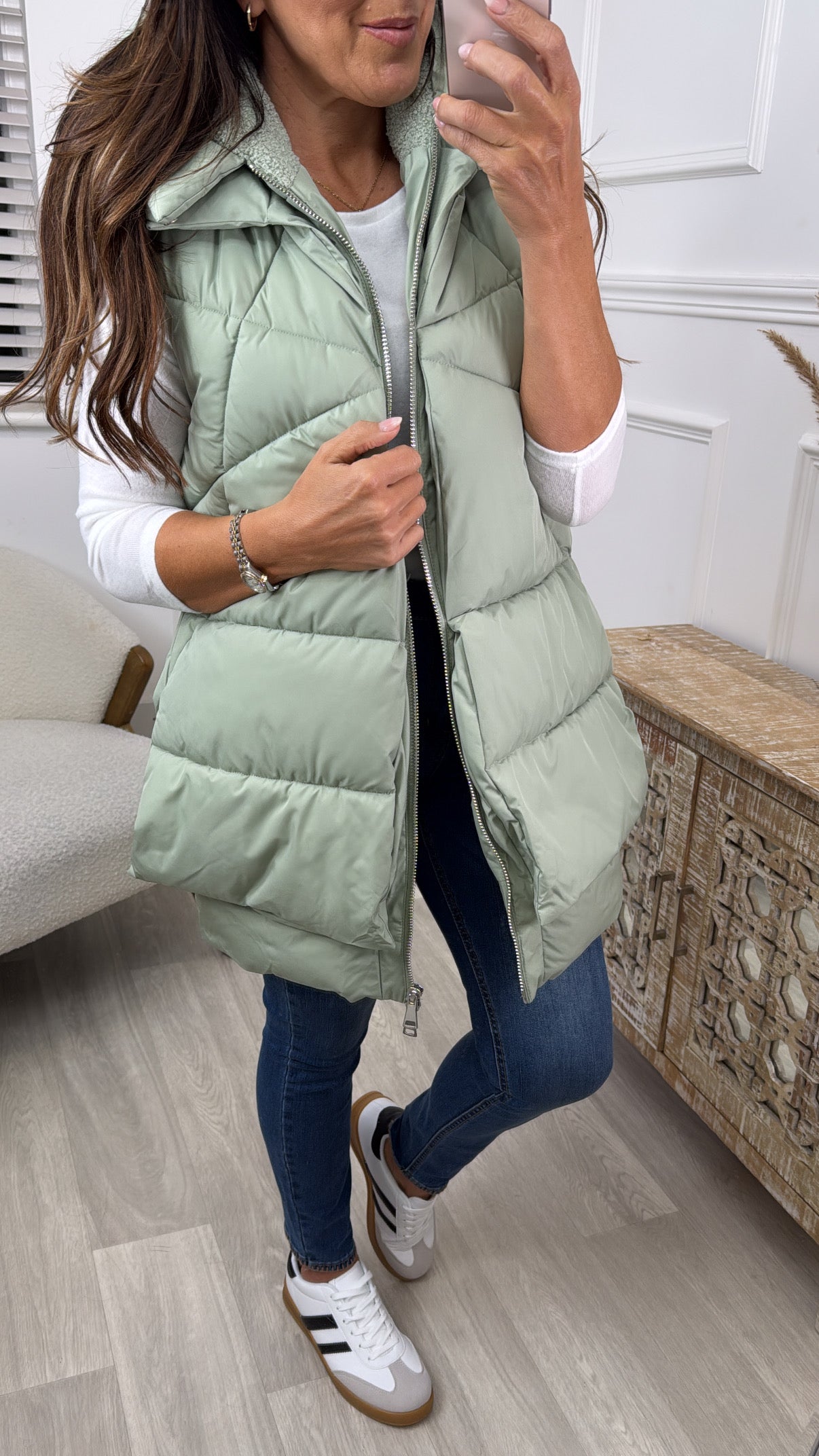 Liva Sage Layered Puffer Gilet