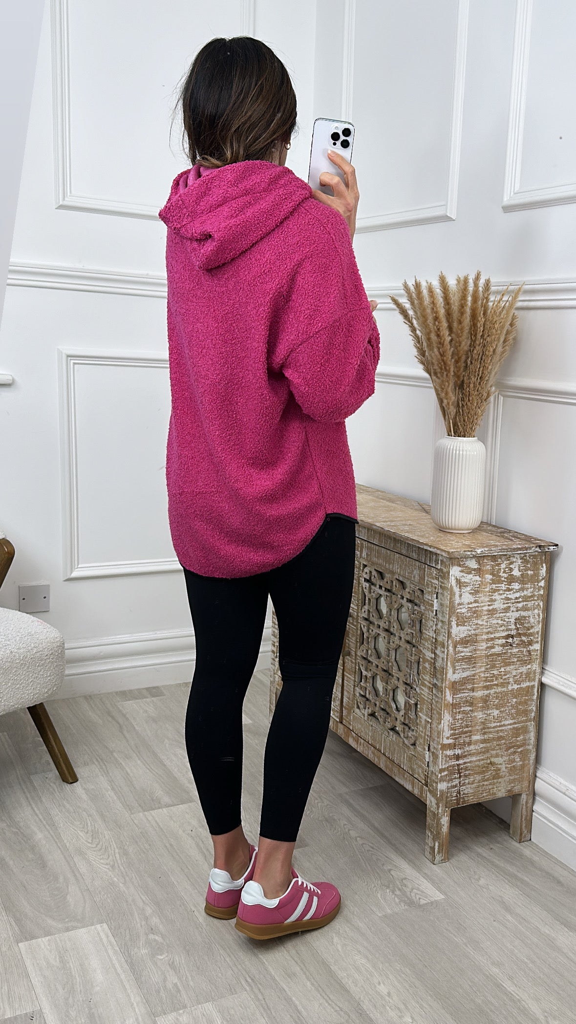 Ruth Pink Teddy Half Zip Pullover