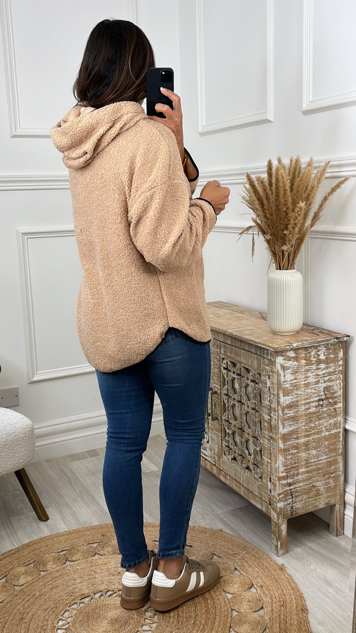 Ruth Beige Teddy Half Zip Pullover