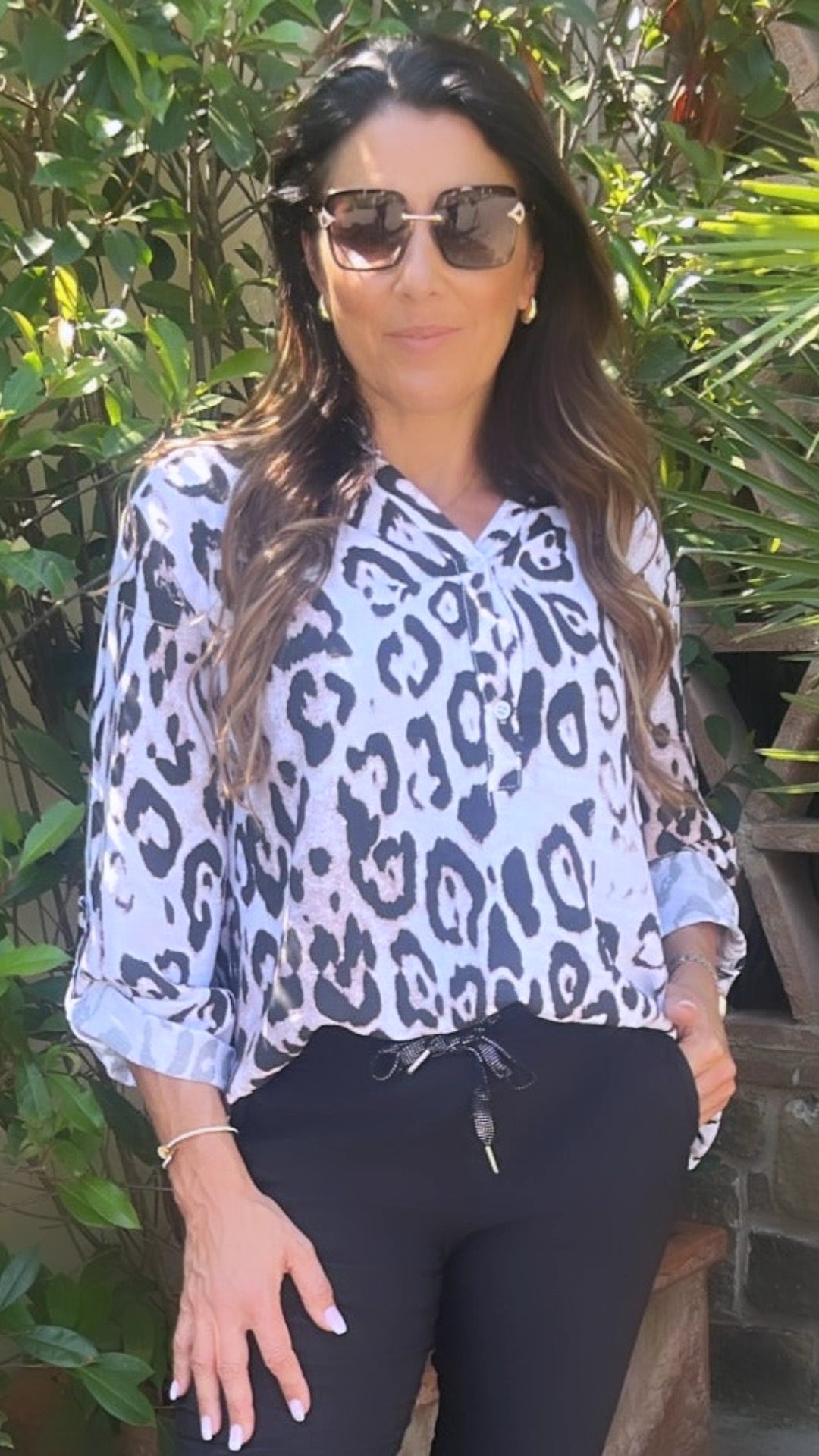 Evie White Leopard Print Blouse