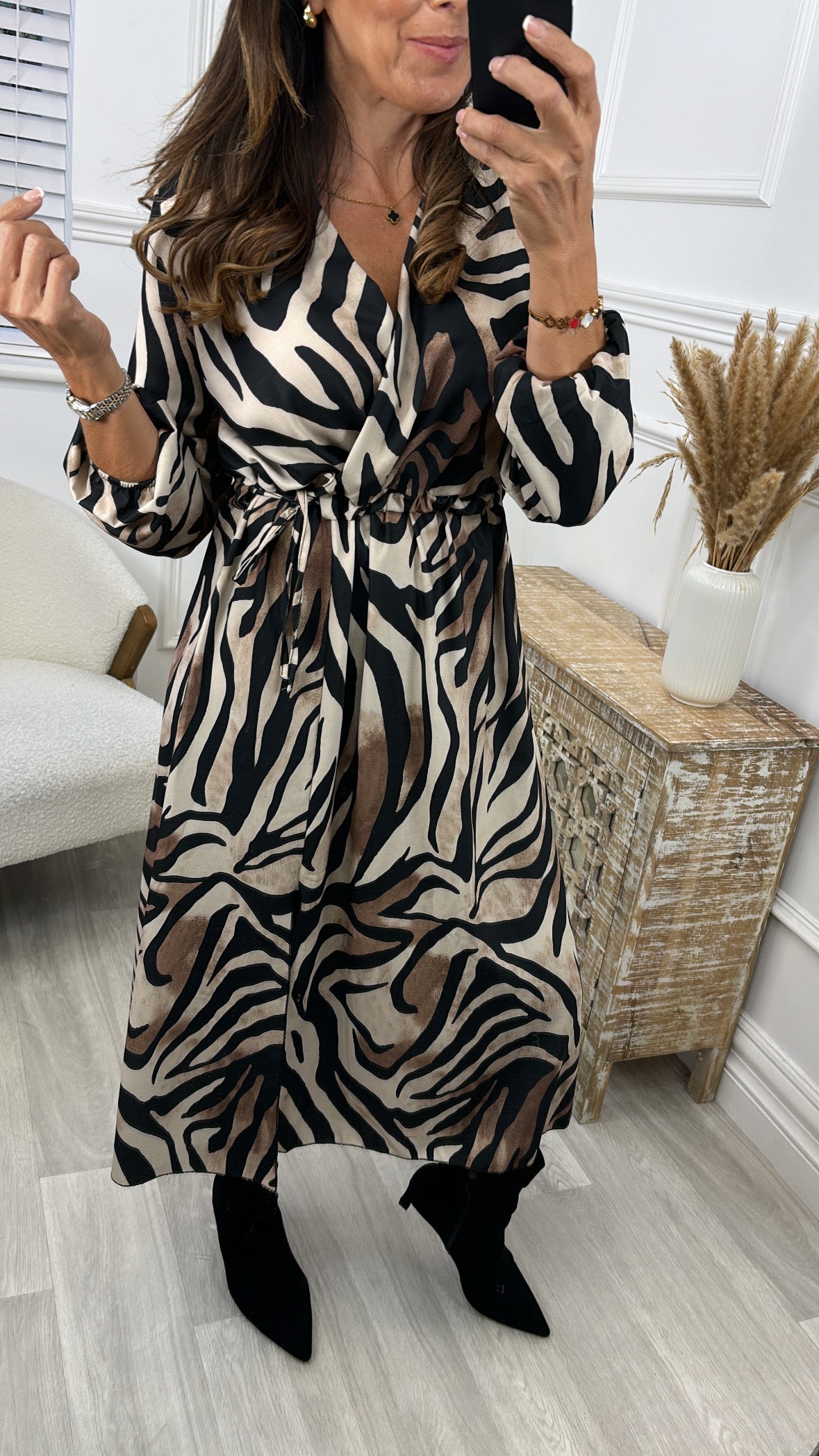 Emilia Camel Wrap Midi Dress