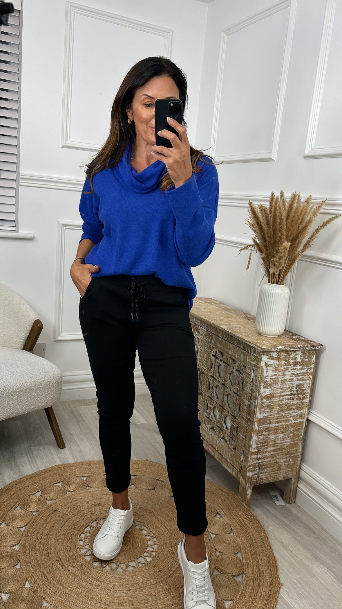 Natasha Royal Blue Cowl Neck Jumper