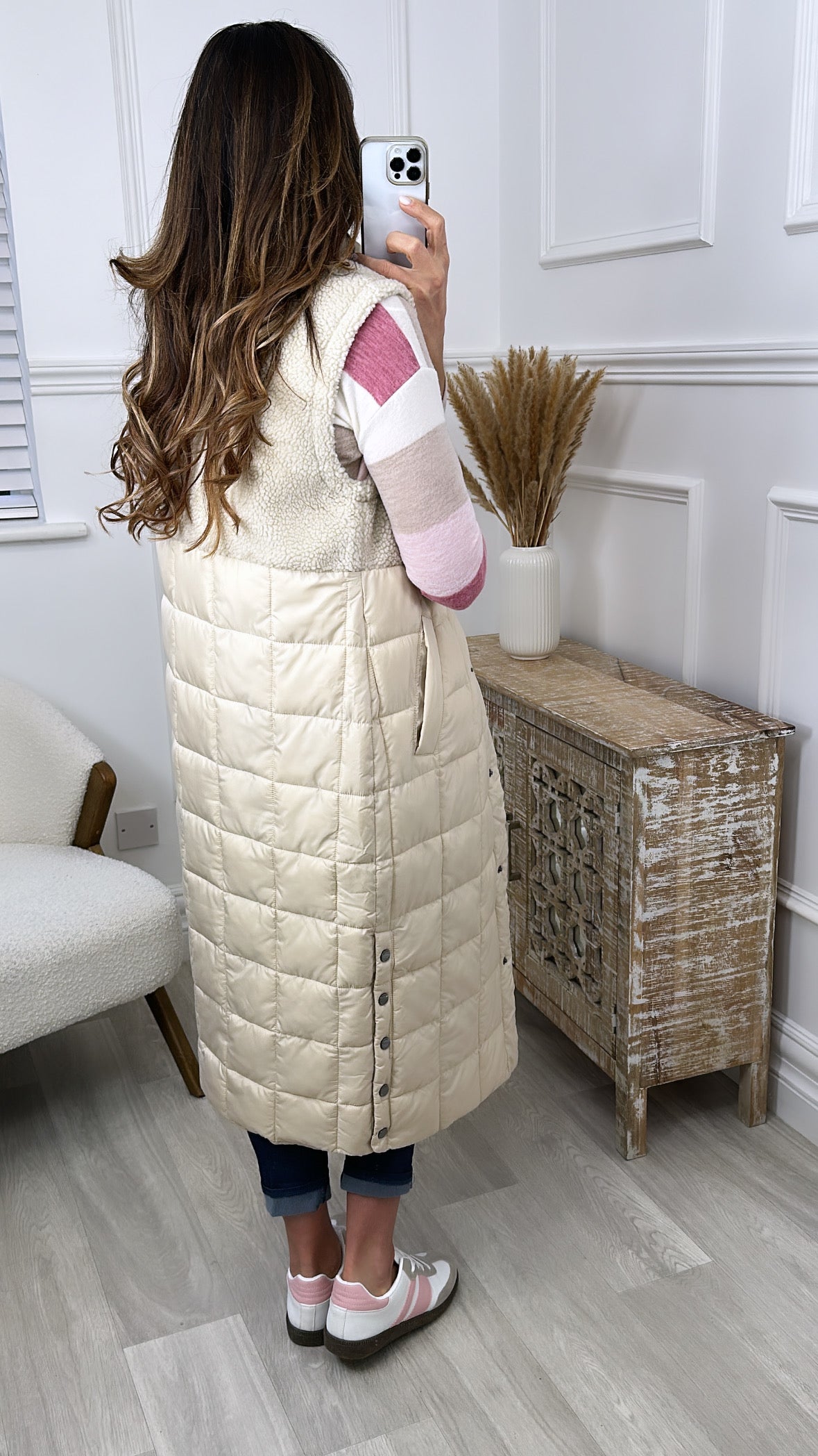 Molly Beige Teddy Quilted Gilet