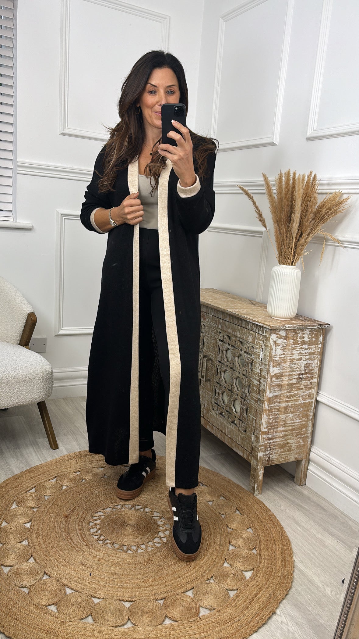 Avah Black Contrast Trim Cardigan