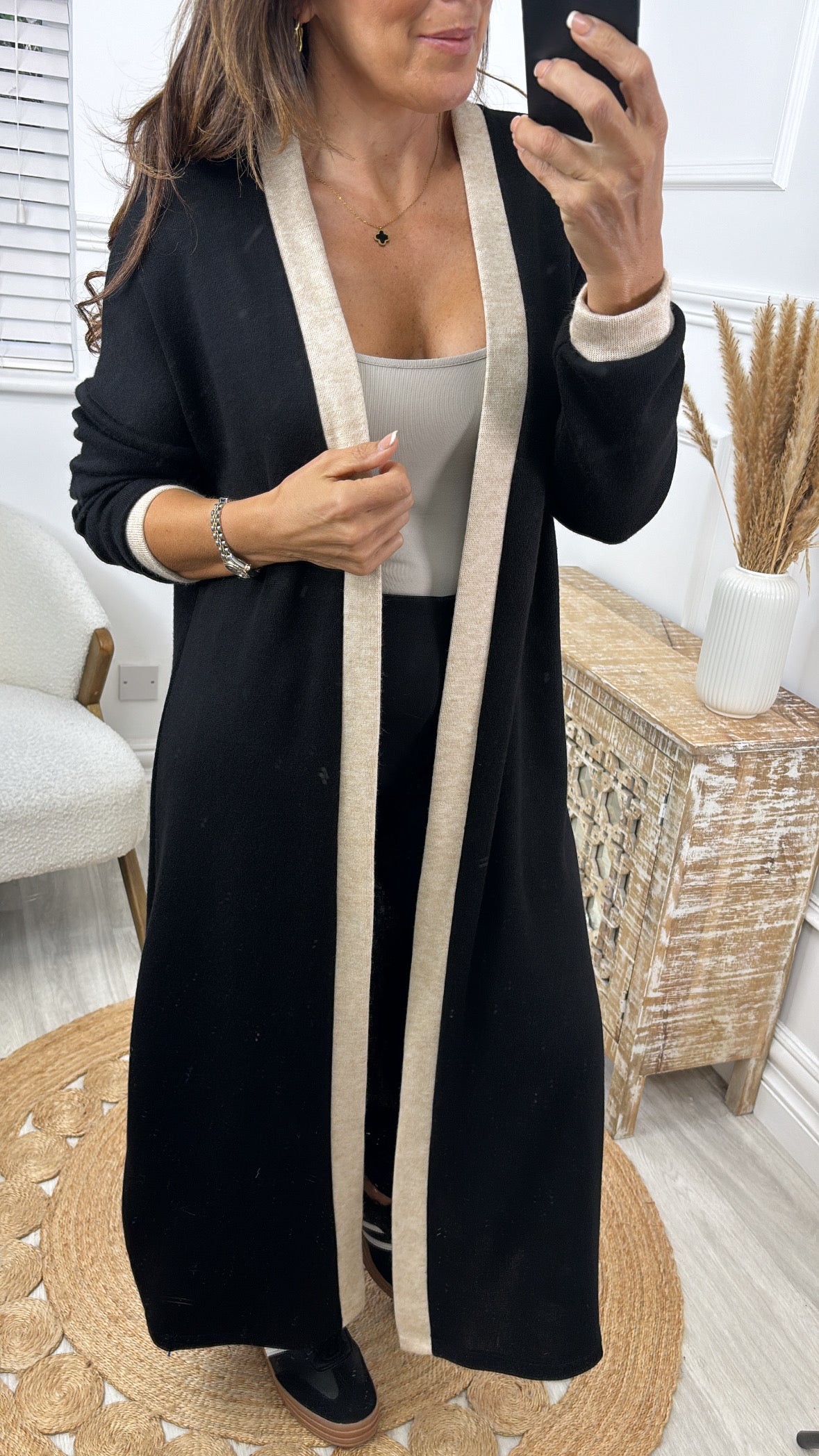 Avah Black Contrast Trim Cardigan