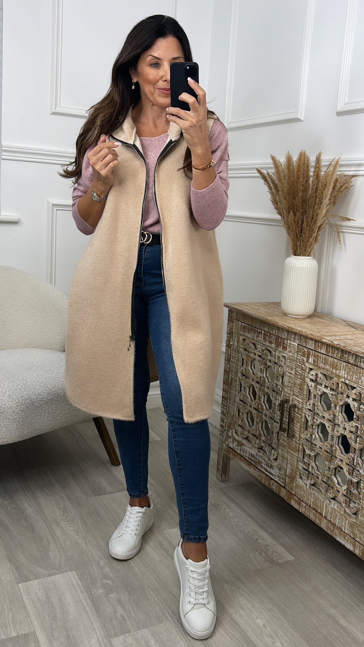 Maria Beige Duster Gilet