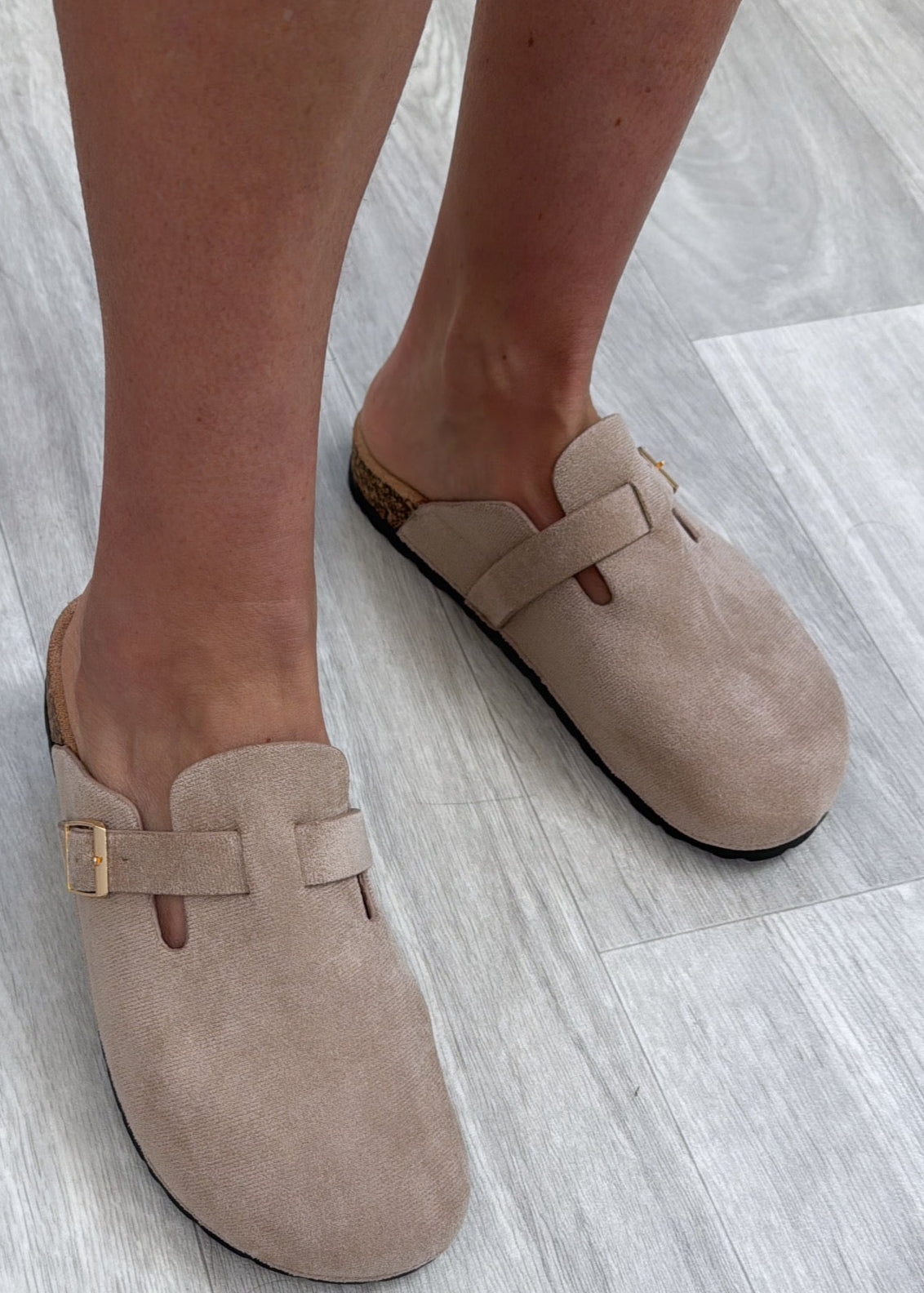 Nicole Beige Closed Toe Clogs